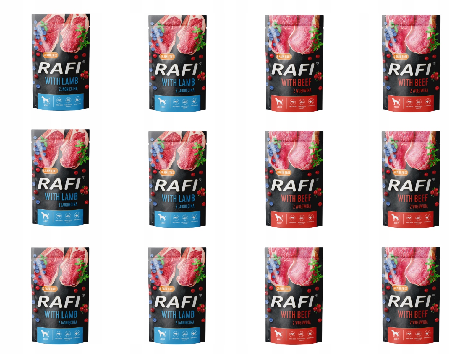 Levně MIX Krmiva Pro Psa Rafi 500G 6x Hovězí Maso 6x Jehněčí Maso