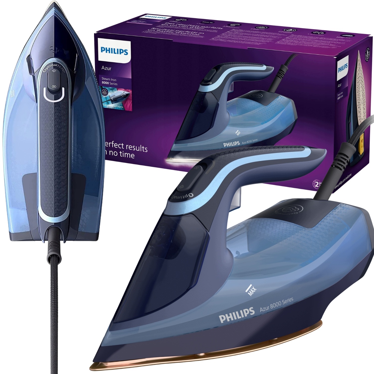 Zelazko Parowe Philips Azur 8000 DST8020/20 3000W Steamglide Elite 240G/MIN