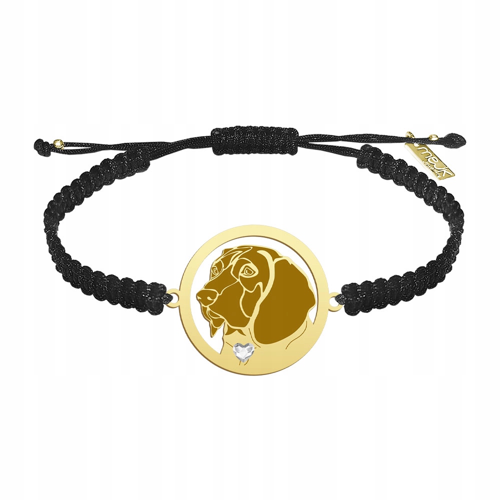 Zlatý náramek se psem Posokovec Bavorský 925 Makramé Gravírování Bonus