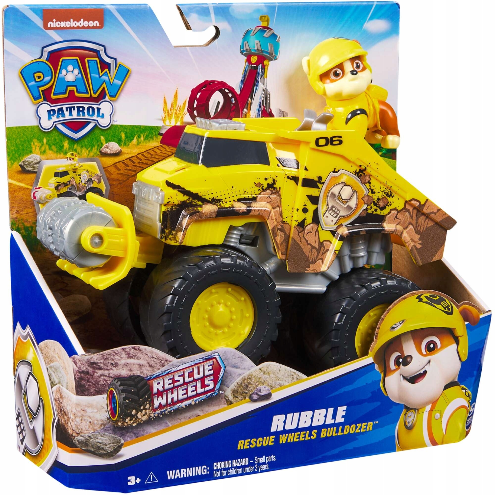 PSI PATROL RESCUE WHEELS POJAZD BUDOWLANY Z FIGURKĄ RUBBLE 6CM Marka Spin Master