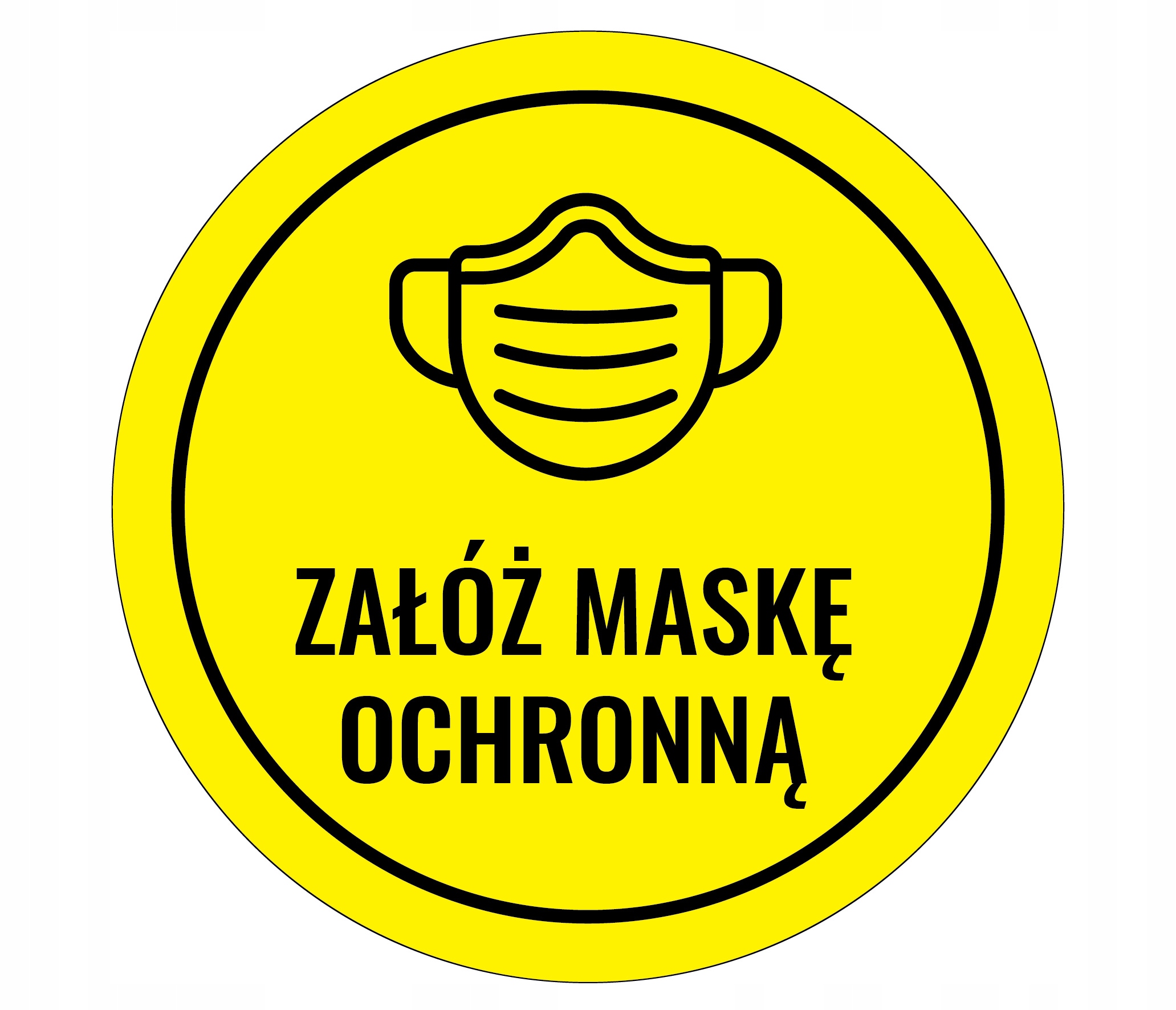 NAKLEJKA informacyjna ZAŁÓŻ MASECZKĘ OCHRONNĄ 15cm
