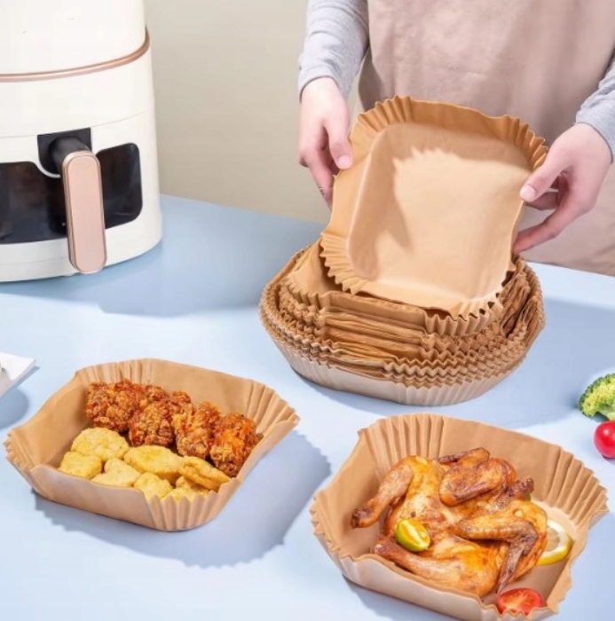 PAPIER DO FRYTKOWNICY PIECZENIA AIR FRYER DO PIEKARNIKA 20cm 150 SZTUK Materiał papier