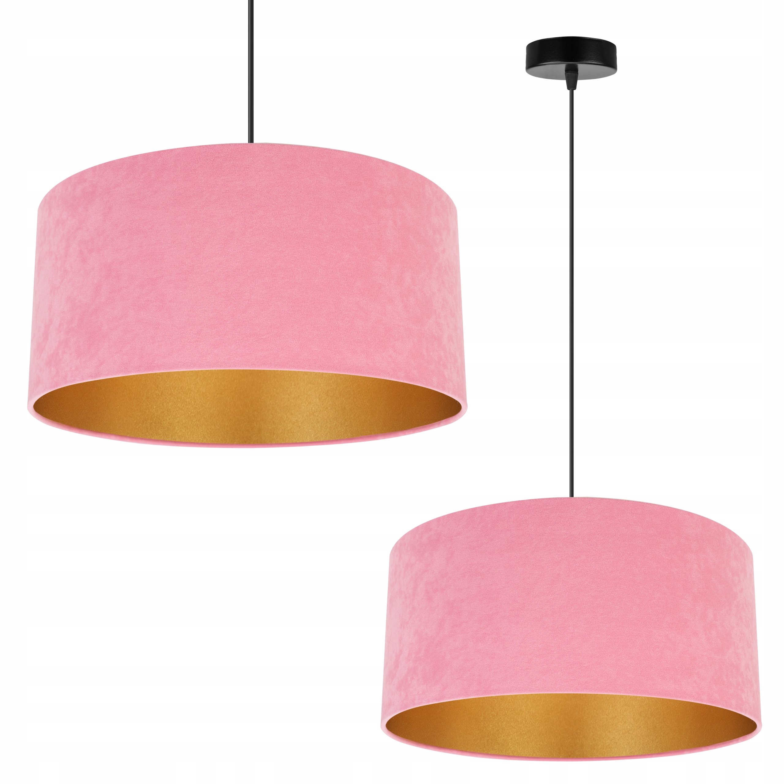 

Lampa Wisząca Żyrandol Sufitowa Złoty Abażur Welur