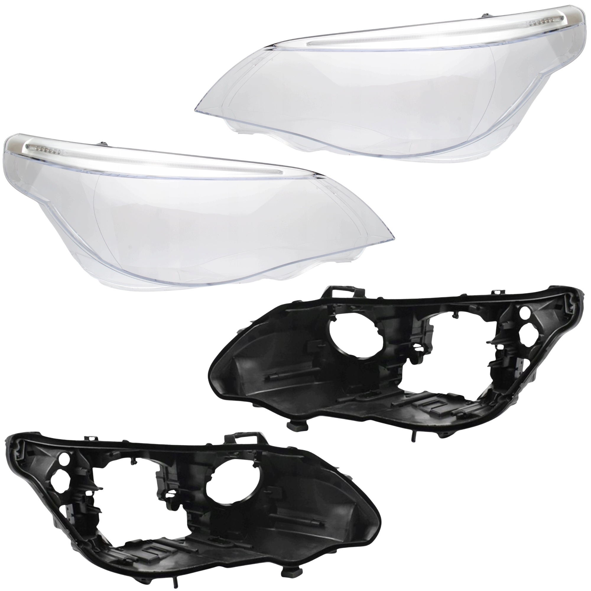 Bmw 5 E60 E61 2007-2010 Stínidla Předních Světel Levá Pravá Sada Uv Kryty