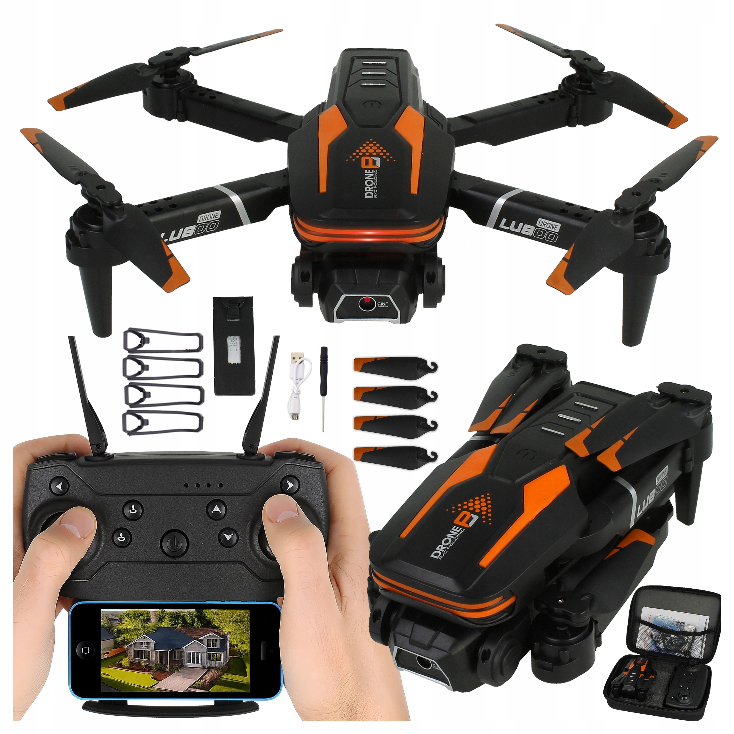 Dron S Kamerou 2X Wi-fi Náhled Na Telefon Rychlostní Režimy Vznášení Led Krytu