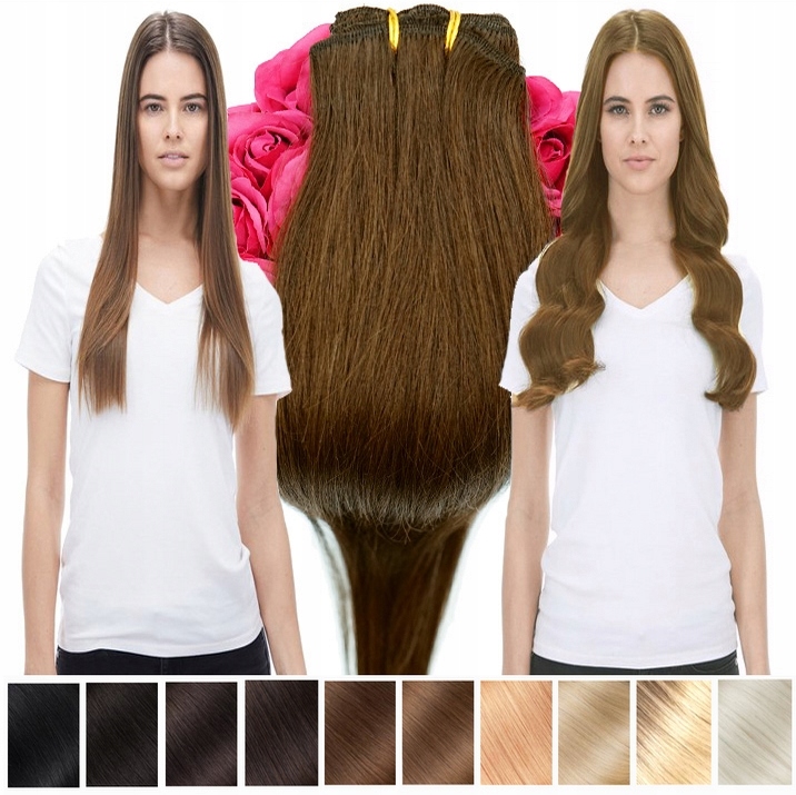 Příčesek do vlasů přírodní Clip In 8# tmavě blond 50 cm 70 gramů