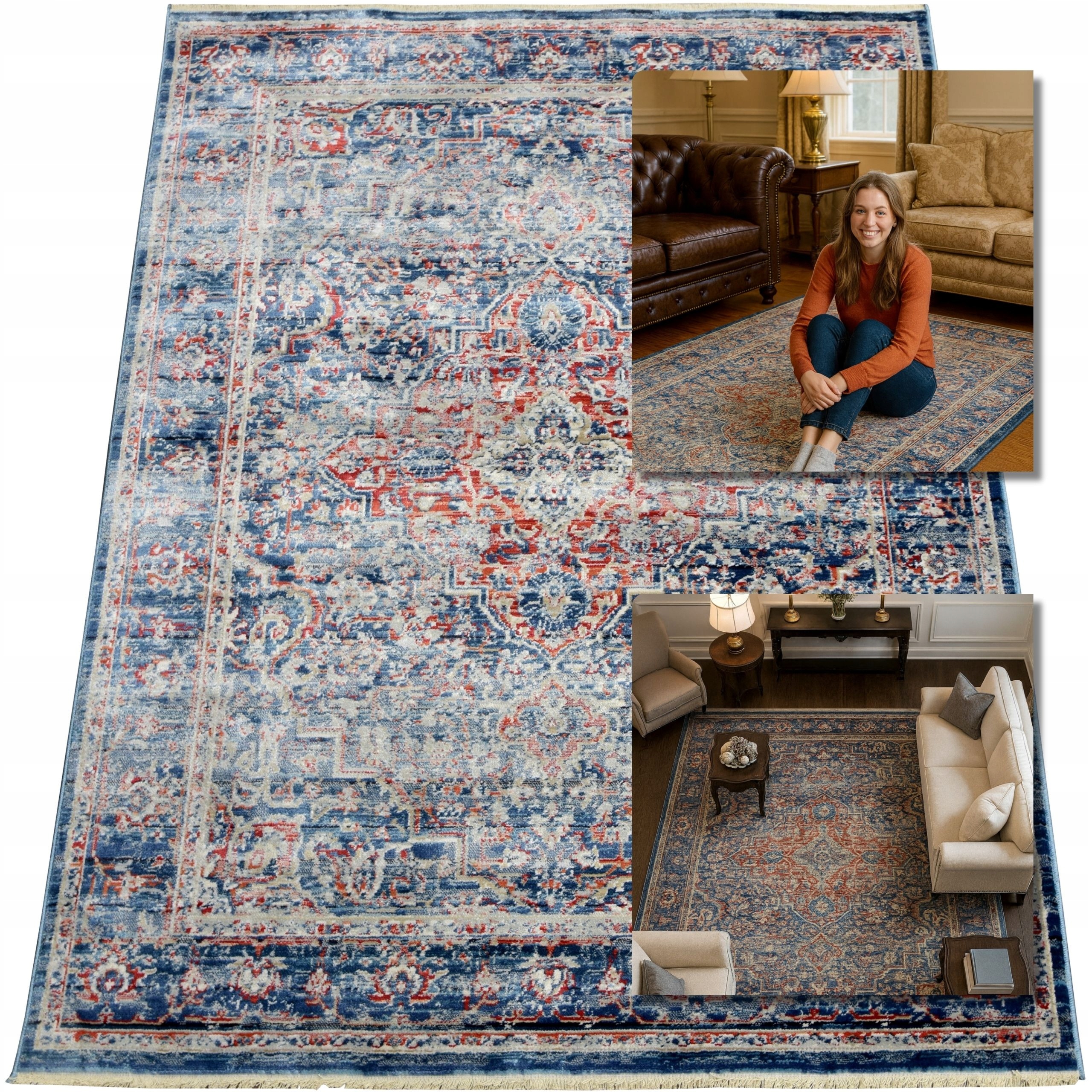 Koberec Klasický Vintage Modrý San Sebastian Koberce Glamour 240x330