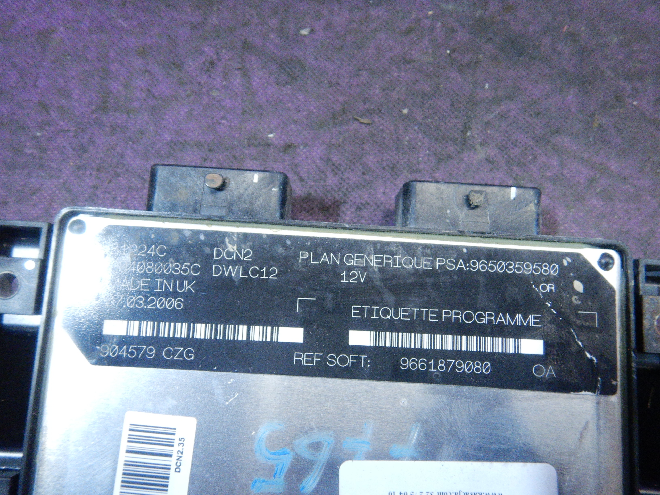 control unit of the engine PEUGEOT PARTNER 9661879080
