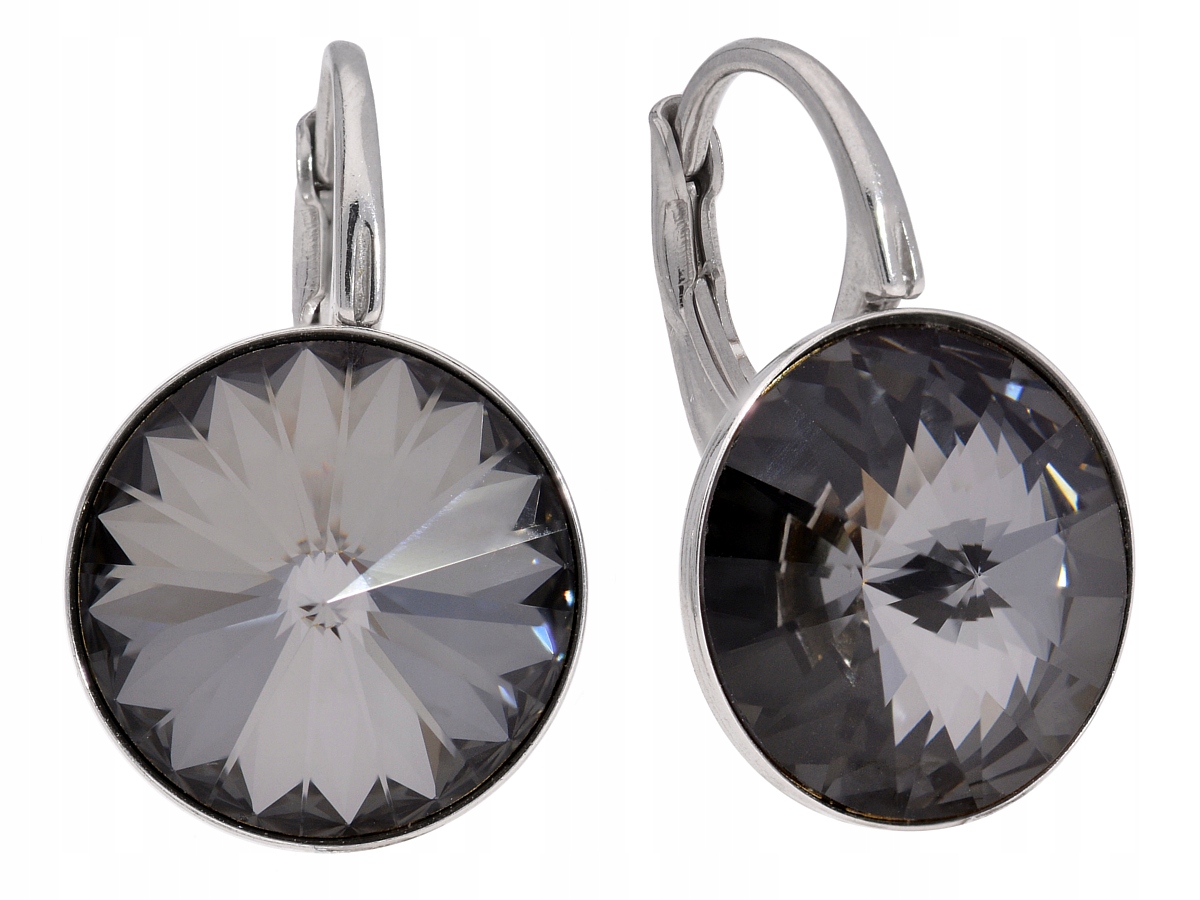 

Kolczyki srebro okrągłe rivoli czarny Swarovski