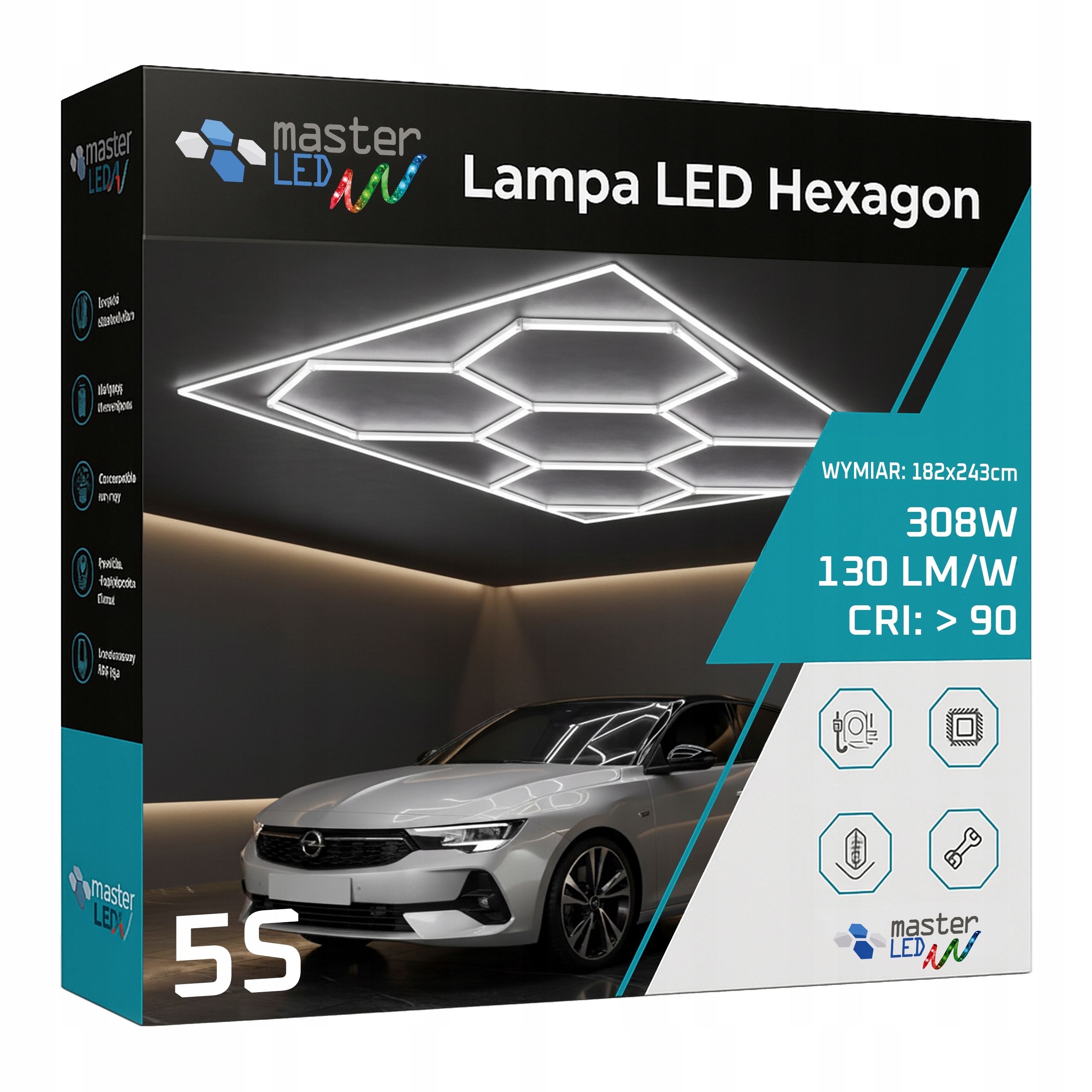 Led lampa Hexagón Stropný panel Osvetlenie pre garáž Dielňa 182x243 cm