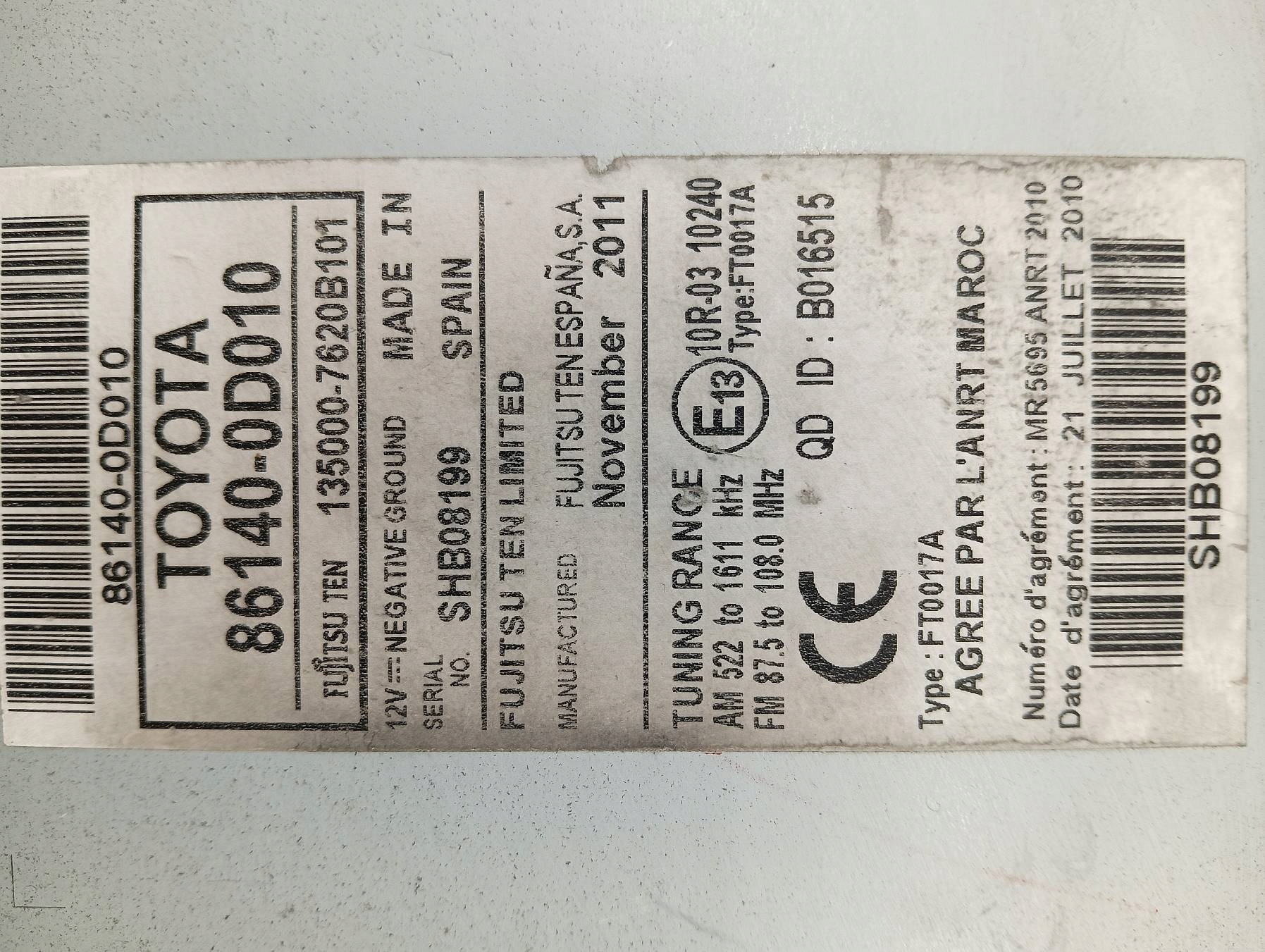 RADIO Navigation 86140-0D010 Toyota Yaris III (2011-2020)