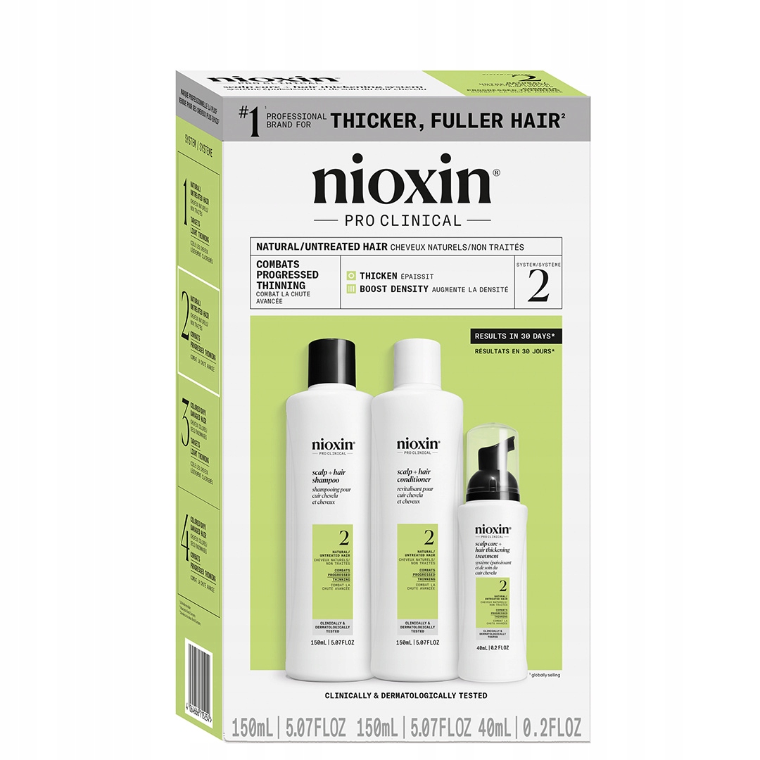 Nioxin 2 sada pro silně řídnoucí přírodní vlasy, 150+150+40 ml