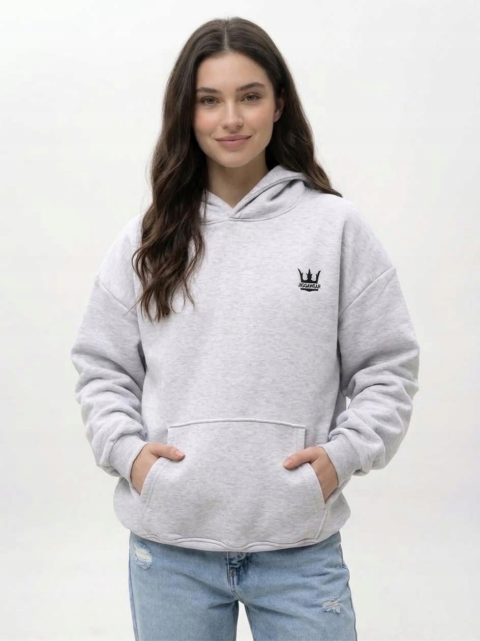 Mikina S Kapucí Overisze Volná Šedá Bavlněná Jigga Wear Crow XXL