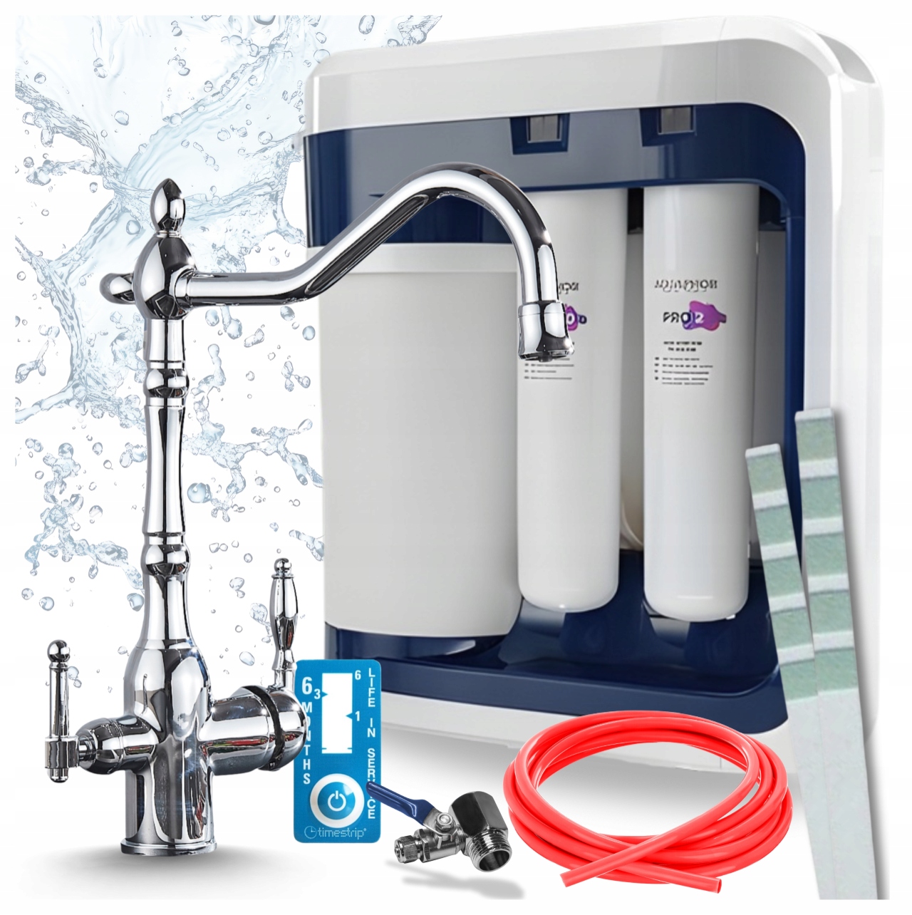 Retro Kuchynská Batéria, Chróm A Filter Aquaphor Ro 202S Pro, Reverzná Osmóza