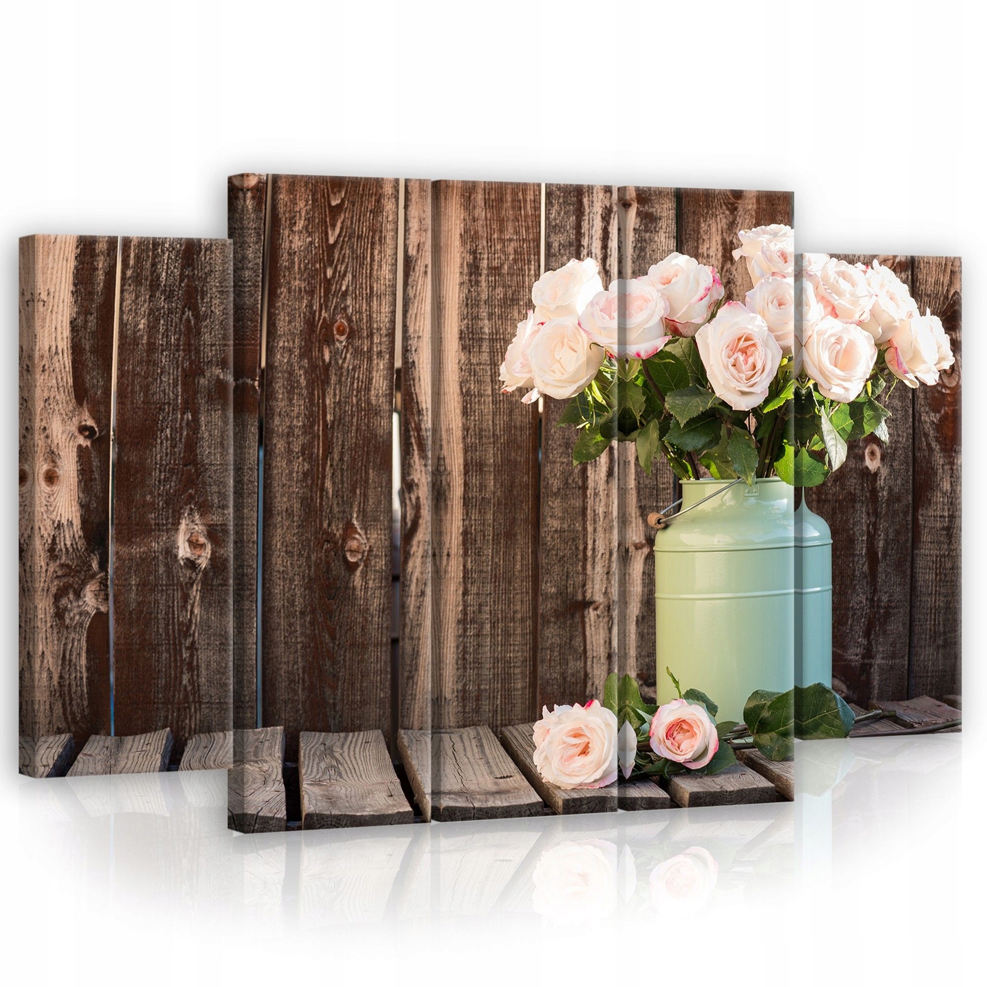 Obraz 150x100 Mrtvá venkovská příroda růže dřevo vintage džbán jemnost