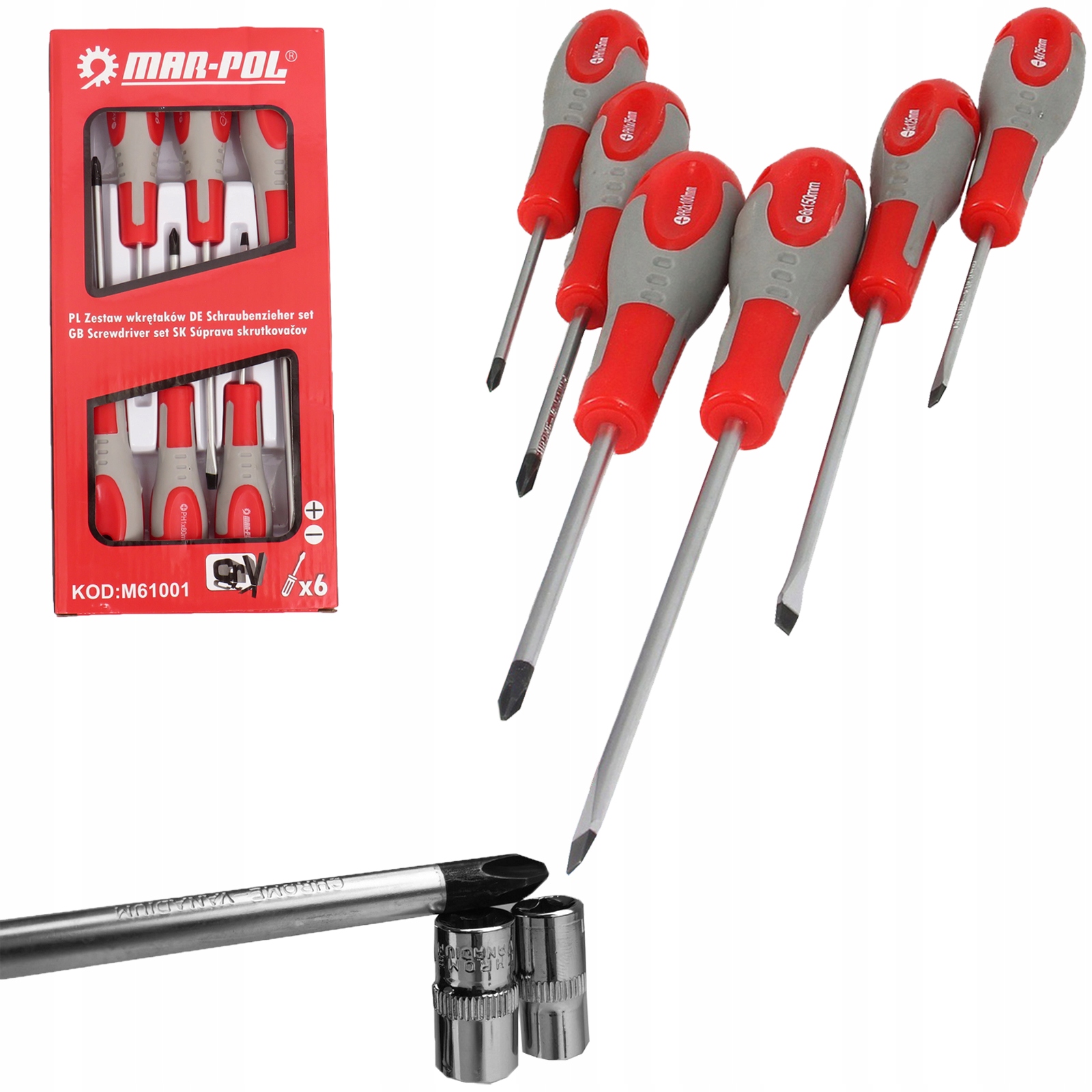 ZESTAW WKRĘTAKÓW ŚRUBOKRĘTÓW 6EL. ŚRUBOKRĘTY CRV