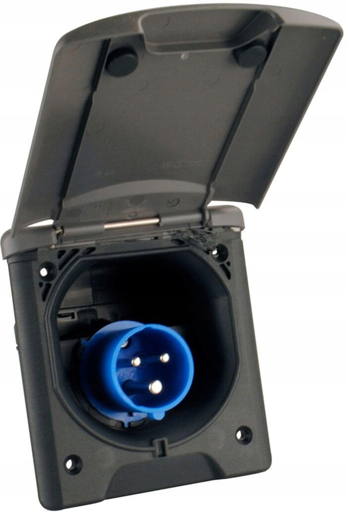 Zásuvka 230V Cee s magnetickým uzávěrem černá Fawo