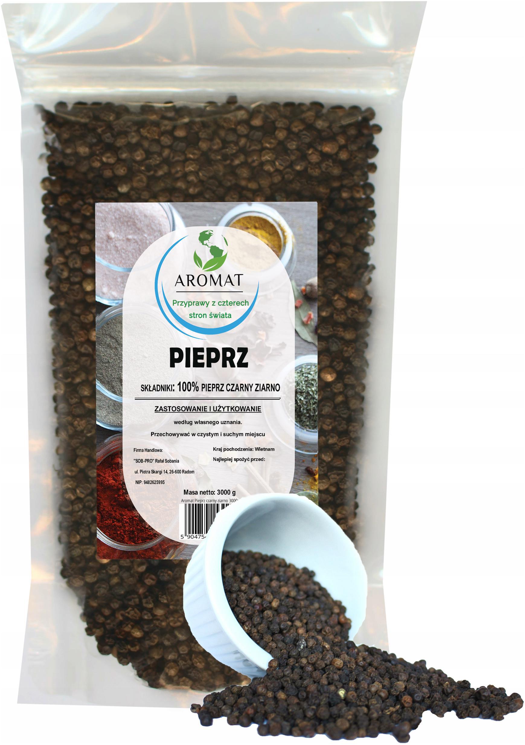 Pepř Černý Zrno 3000G Přírodní Kvalita 3KG