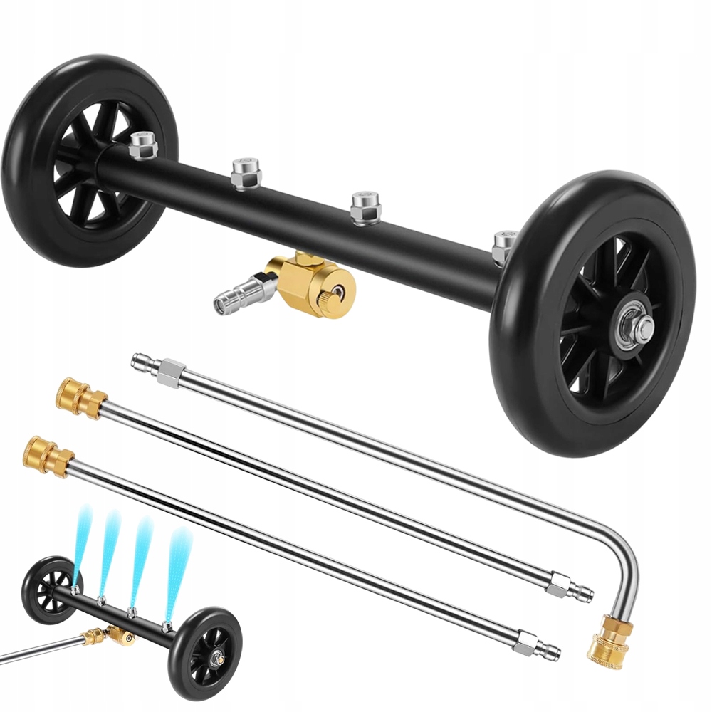 Vozík Na Mytí Podvozků A Dlažby V Sadě Se 3 Čisticími Lanky