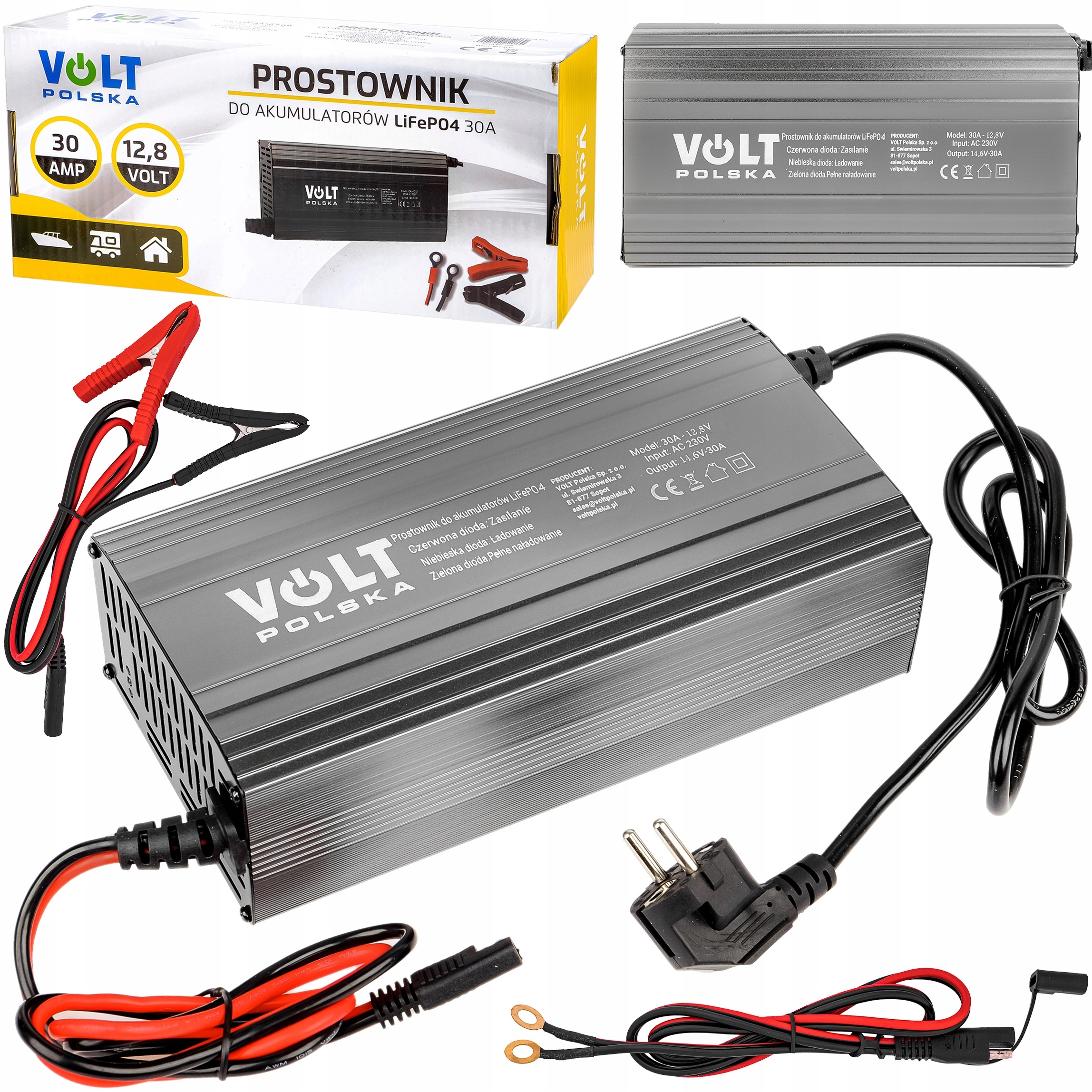 Prostownik Ładowarka Do Akumulatora LIFEPO4 Litowego 12V 30A 12.8V 14.6V