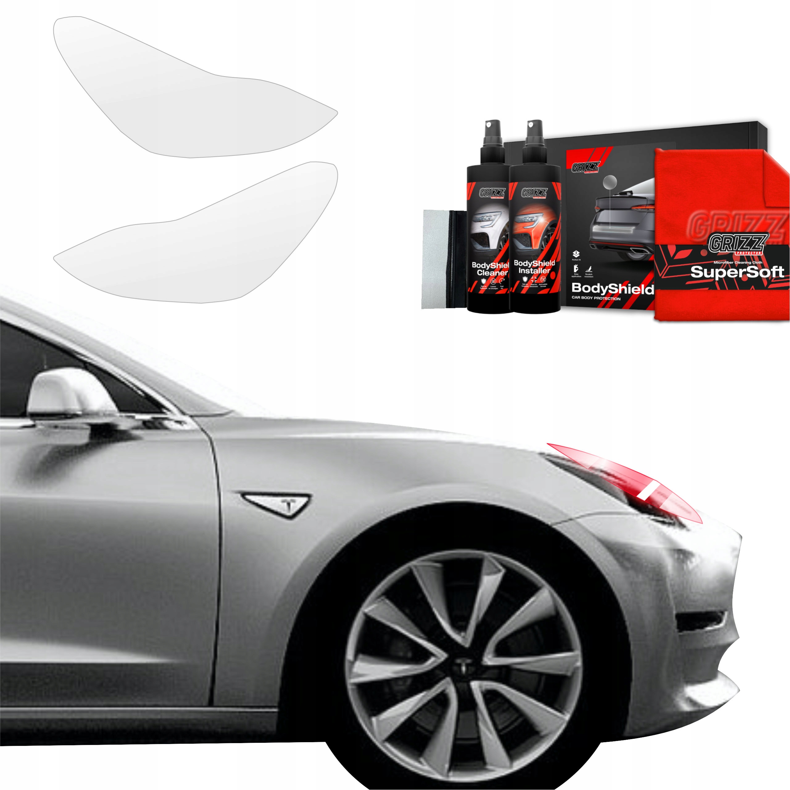 2v1 Fólie Ppf dýha na lampy pro Tesla Model 3 (2017-2020) Grizz