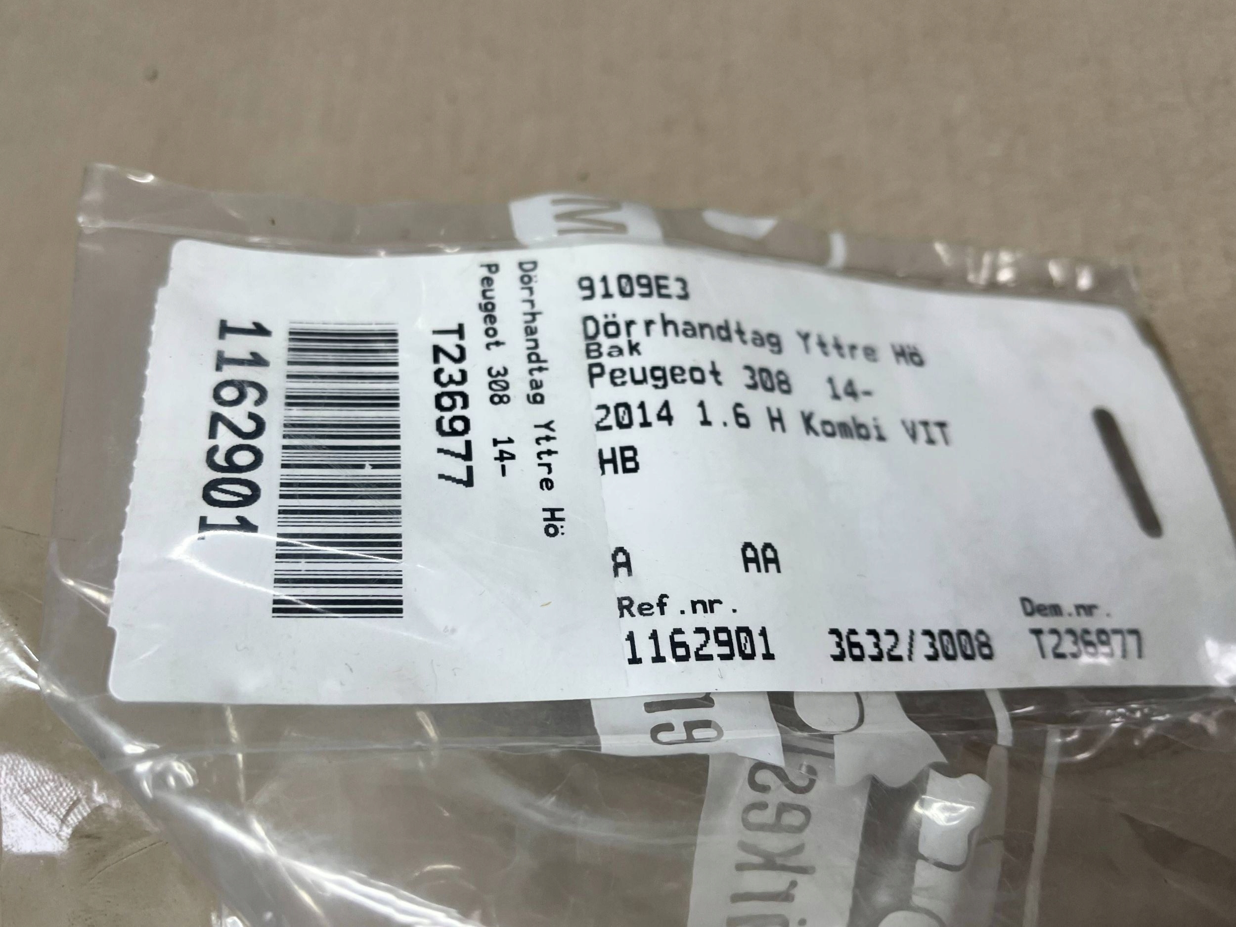 exterior handle door przednich Peugeot 308 9109E3