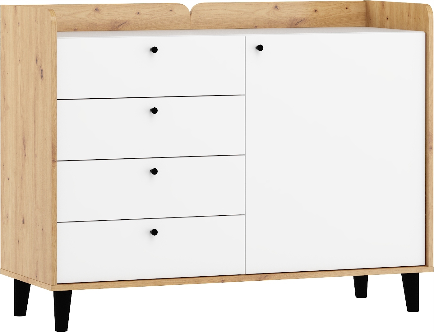 Komoda Dolce DOL-03 1D4S artisan bílý lesk