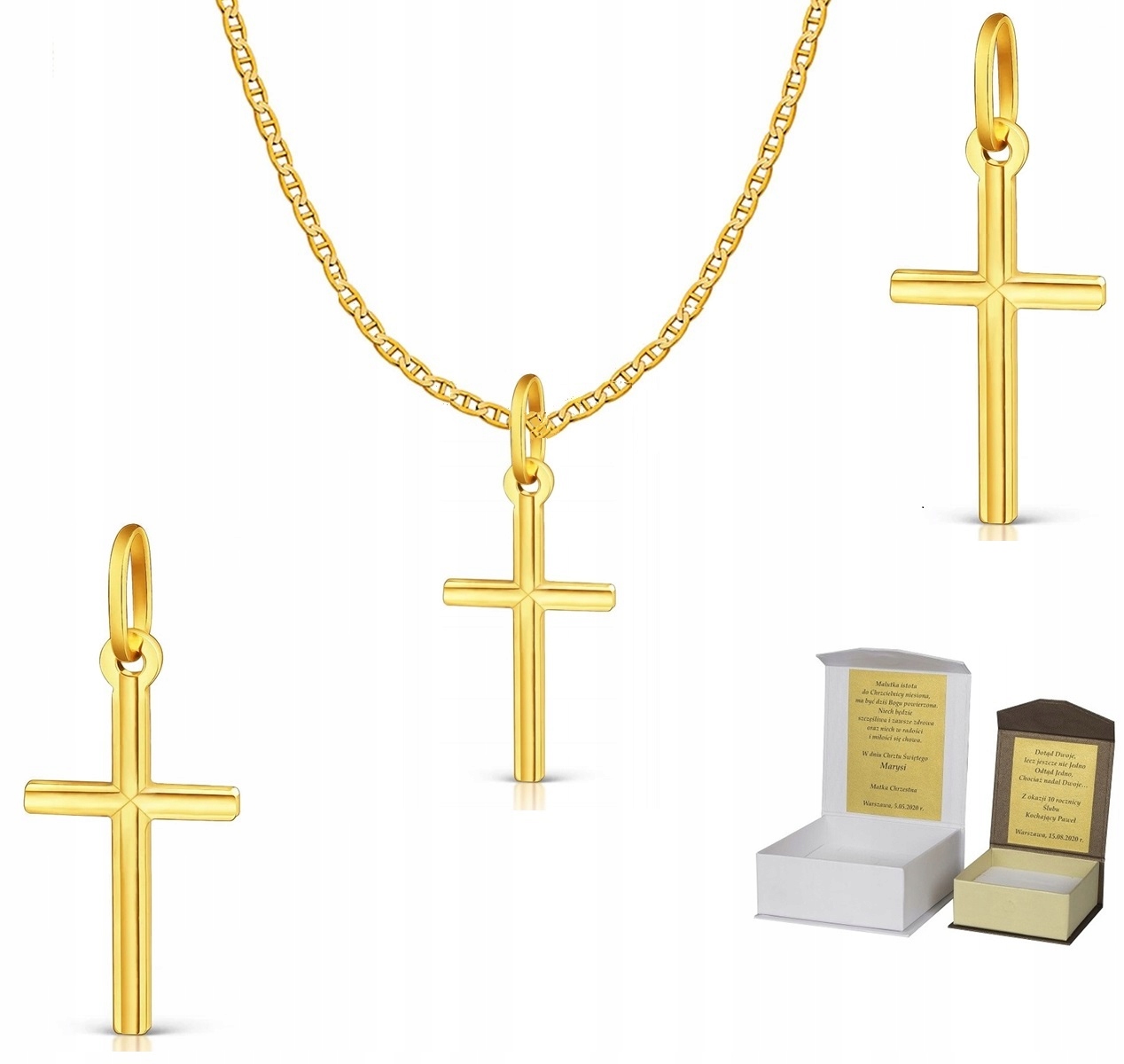 Zlatý řetízek pr. 585 medailon Křížek Kříž 50 cm Dedikace GZ1KZ1