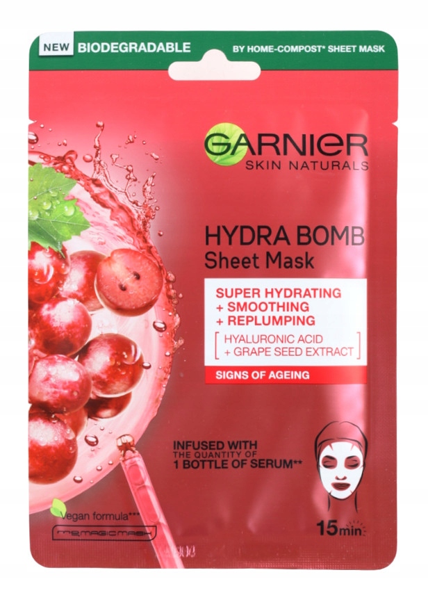 

Garnier Hydra Bomb Nawilżająca maska Winogrono