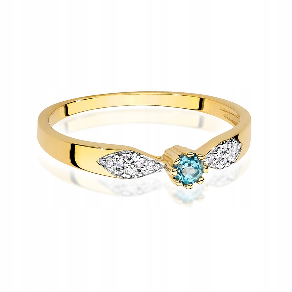 ZŁOTY PIERŚCIONEK pr. 585 z TOPAZEM i BRYLANTAMI Marka Marko