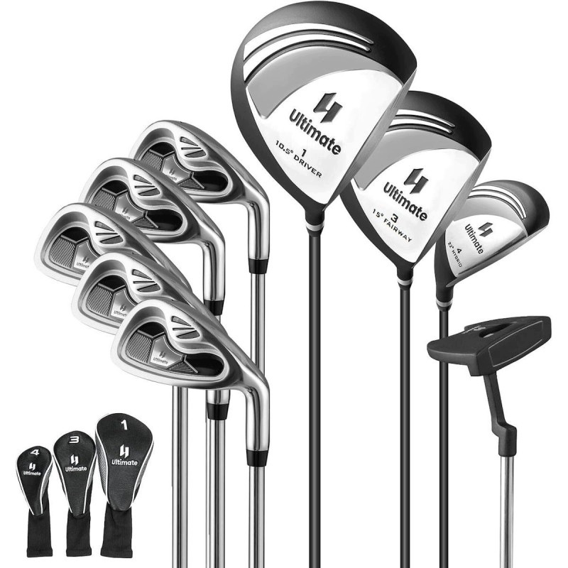 Sada golfových holí SP38025GR, 9 ks, pro praváky, černo/stříbrná