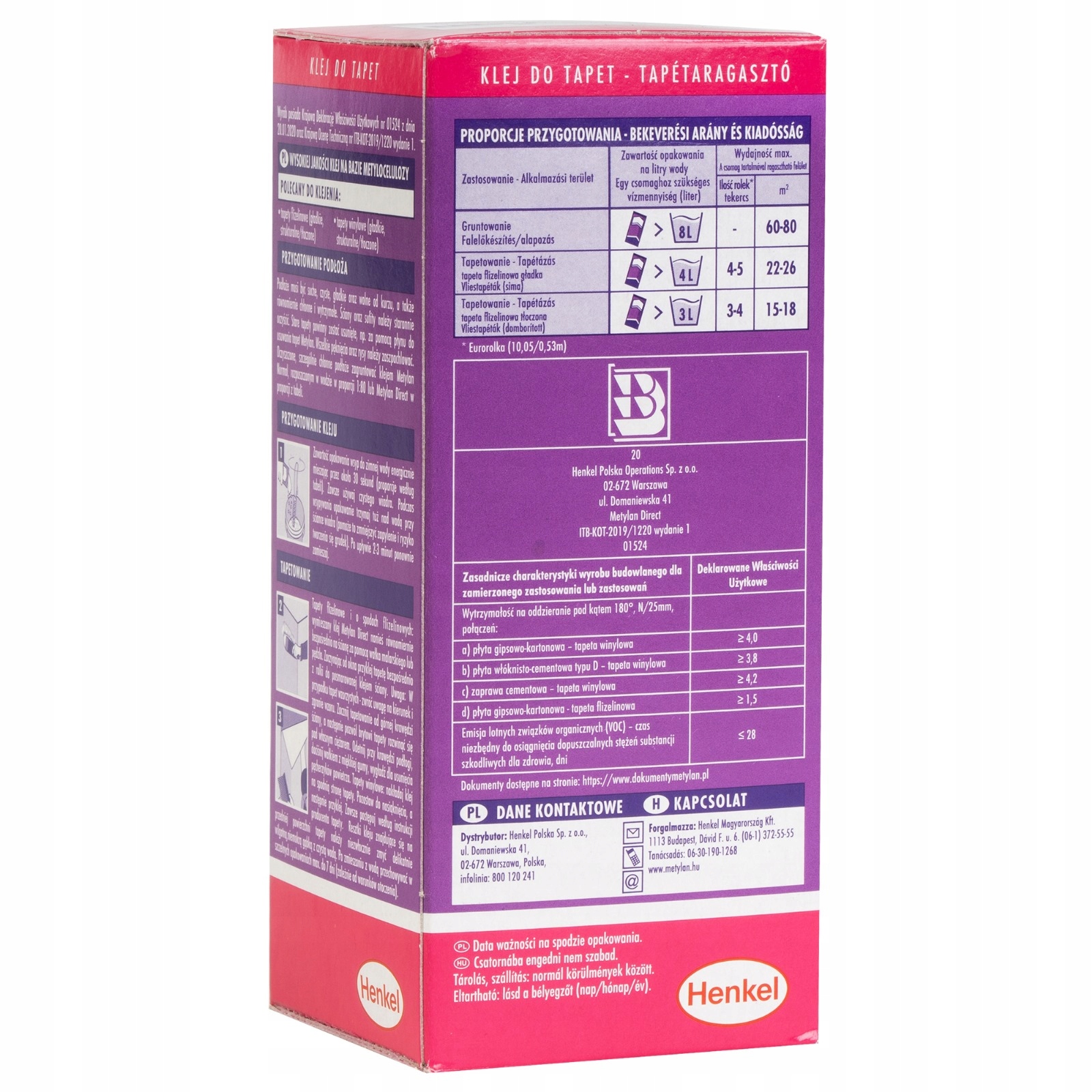 KLEJ DO TAPET NA FLIZELINIE WINYLOWYCH METYLAN DIRECT 200G Marka Metylan