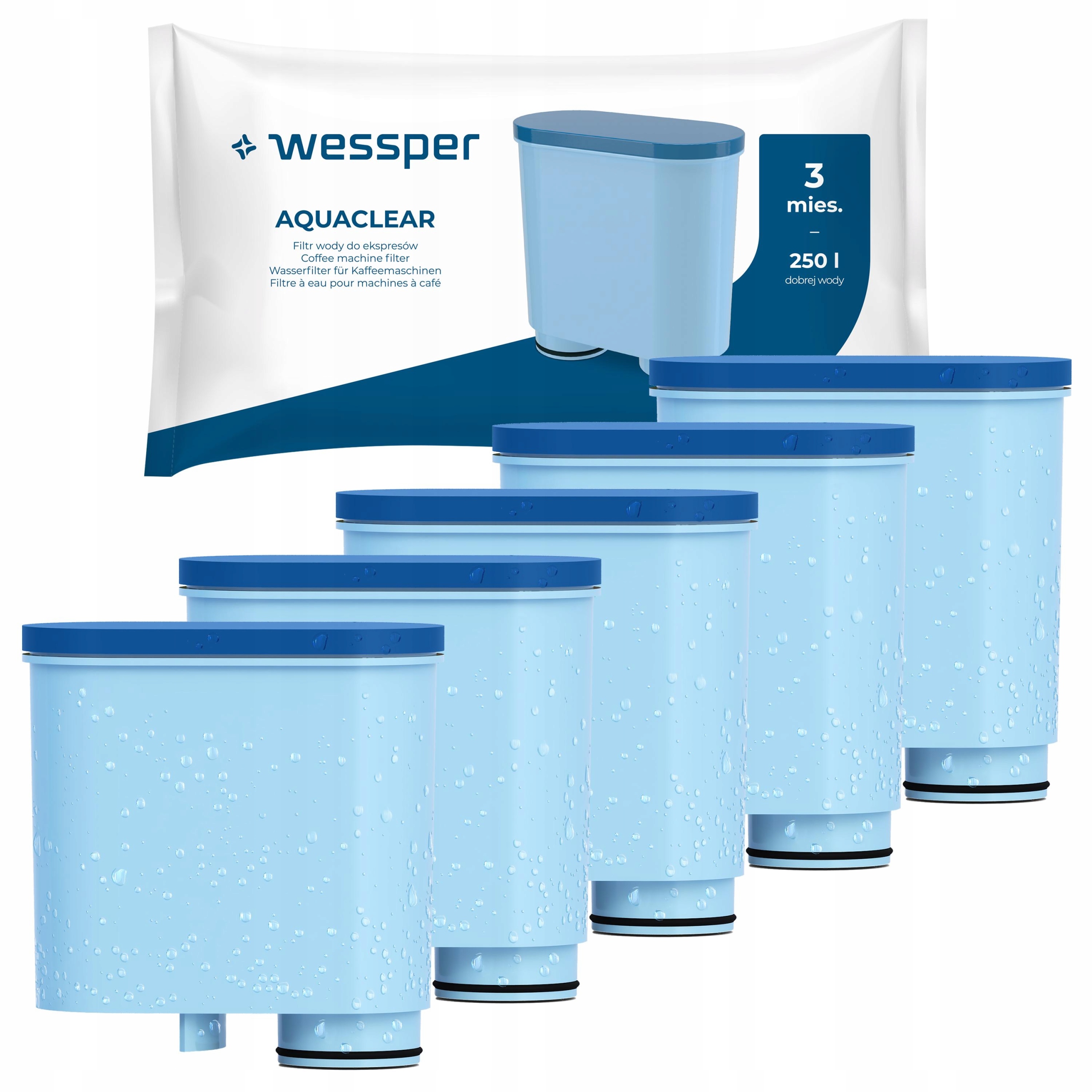 5x Filtr wody Wessper AquaClear do ekspresu Philips Saeco system AquaClean