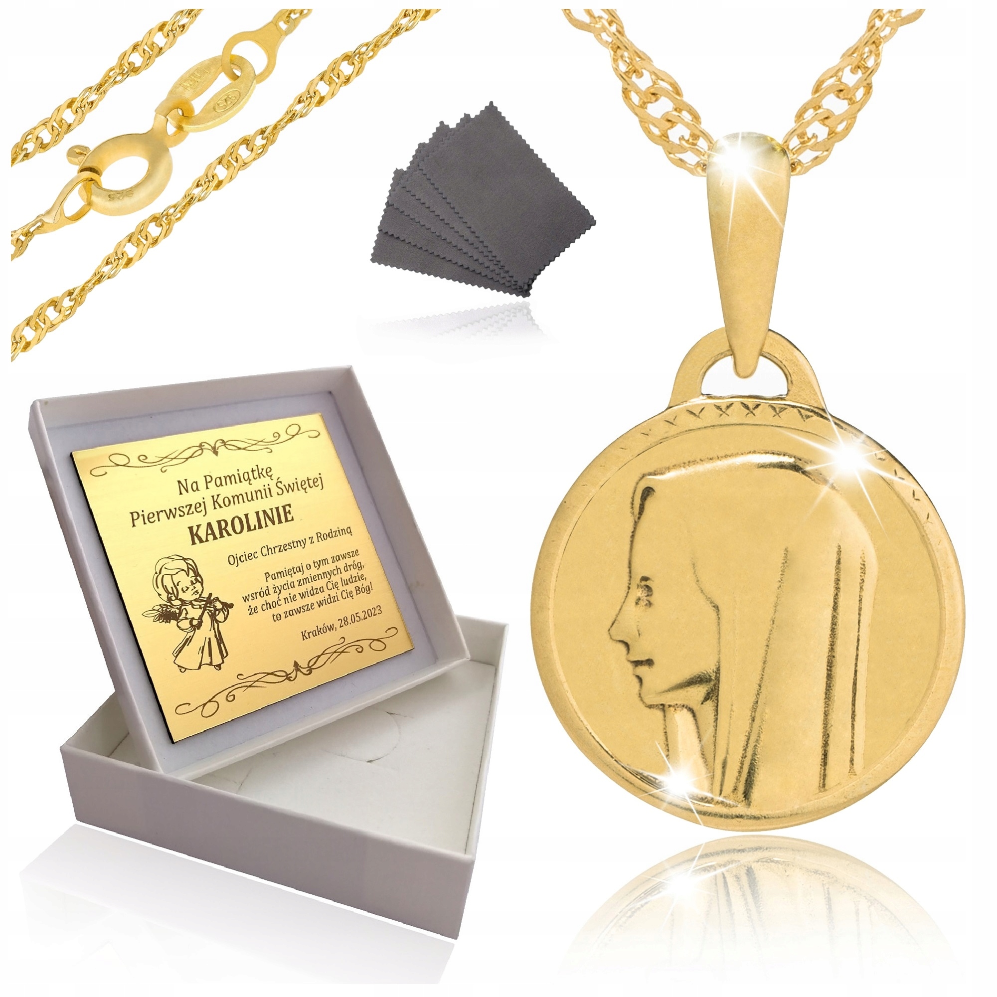ZŁOTY NASZYJNIK KOMUNIJNY DLA DZIEWCZYNKI PR. 925