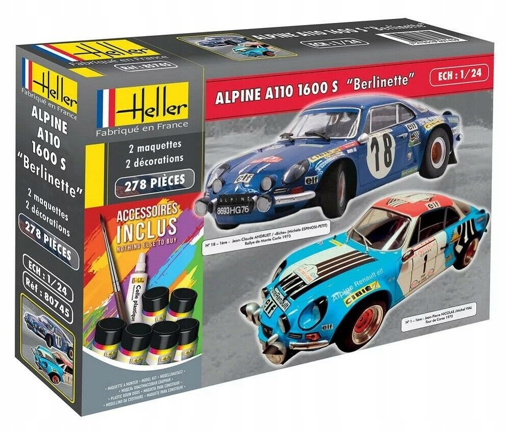 Heller 85745 Starter Set 2 modely Alpine A110 1600S Berlinette 1:24