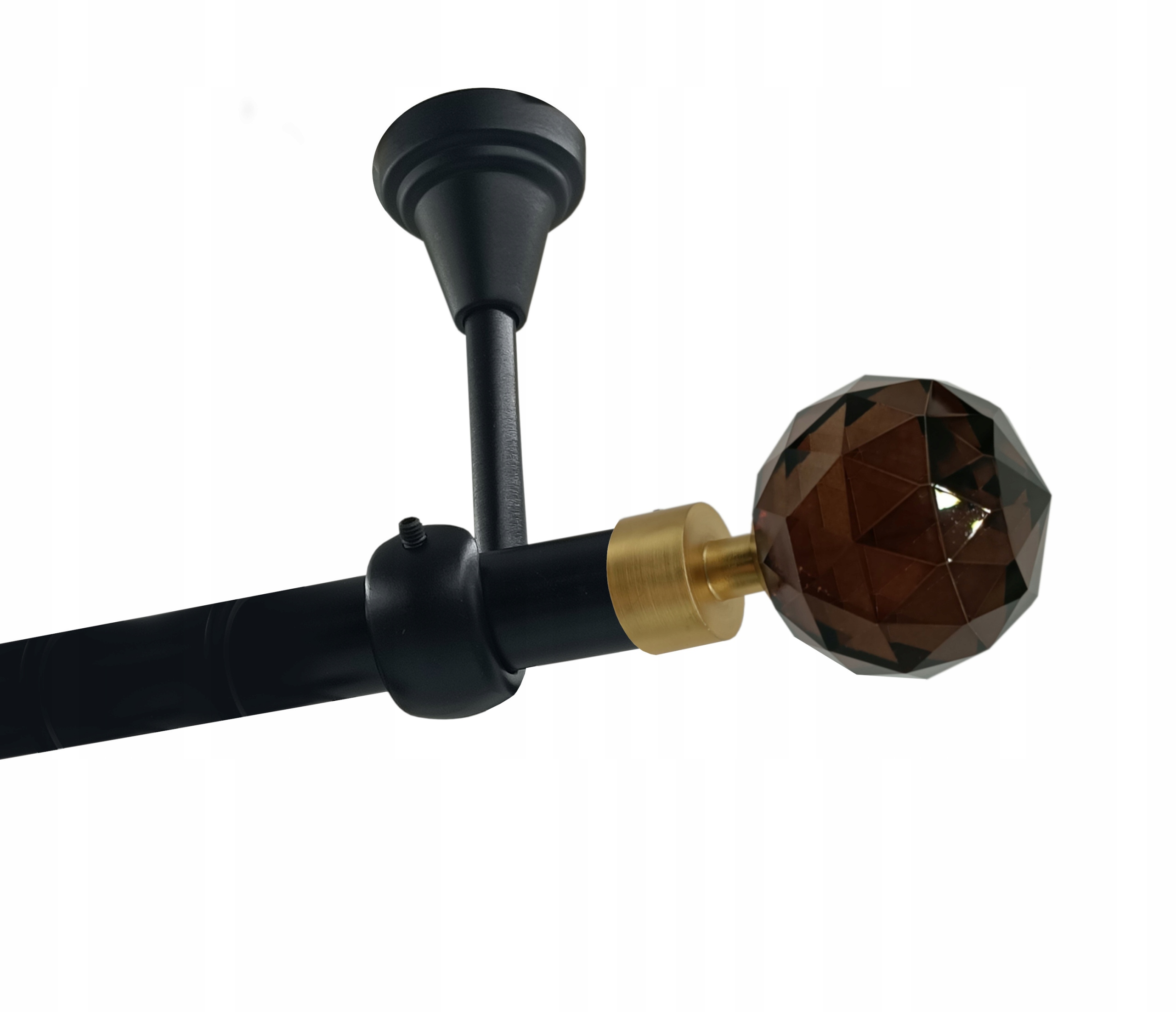 Jednoduchá garnýž Stropní Kov 19 mm Černý 160 cm Crystal Brown Bez Koleček