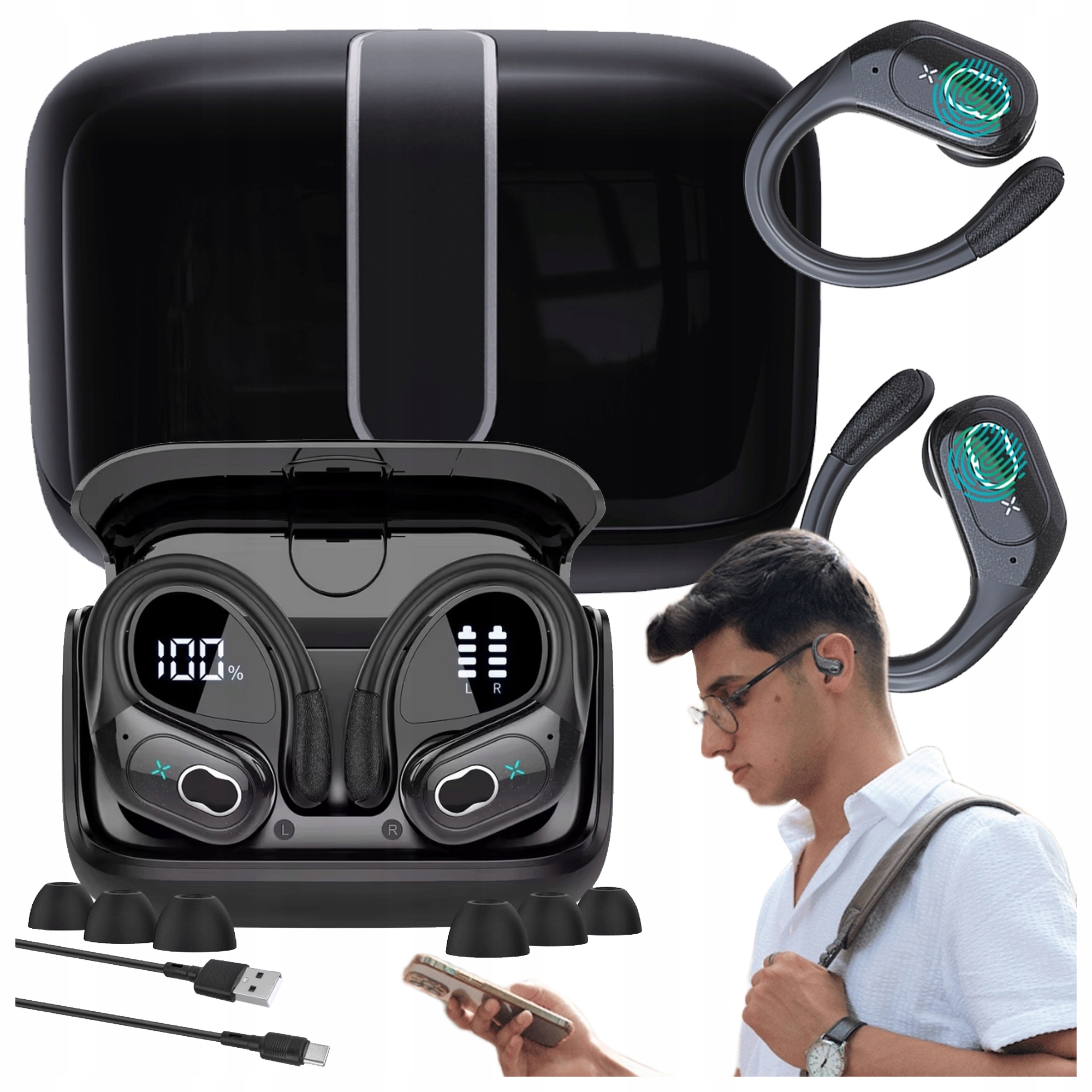 Słuchawki Bezprzewodowe Zauszne Do Biegania Sport SoundFit Pro Mikrofon