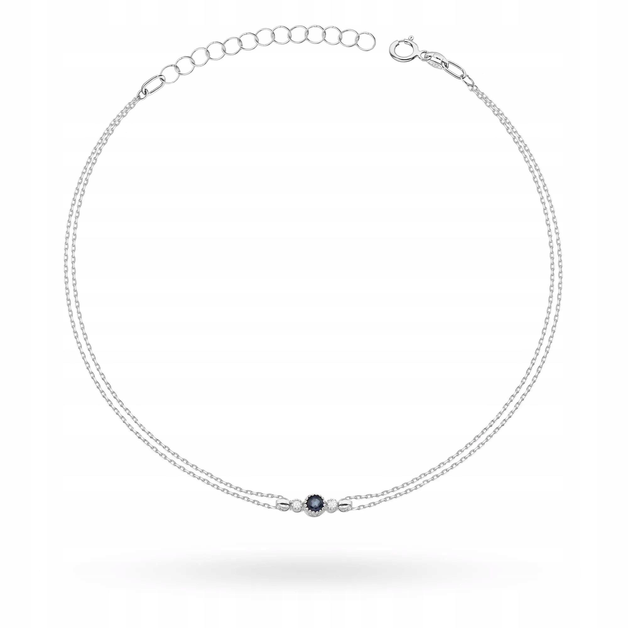 Złota bransoletka Szafir 0,15ct białe złoto pr. 585