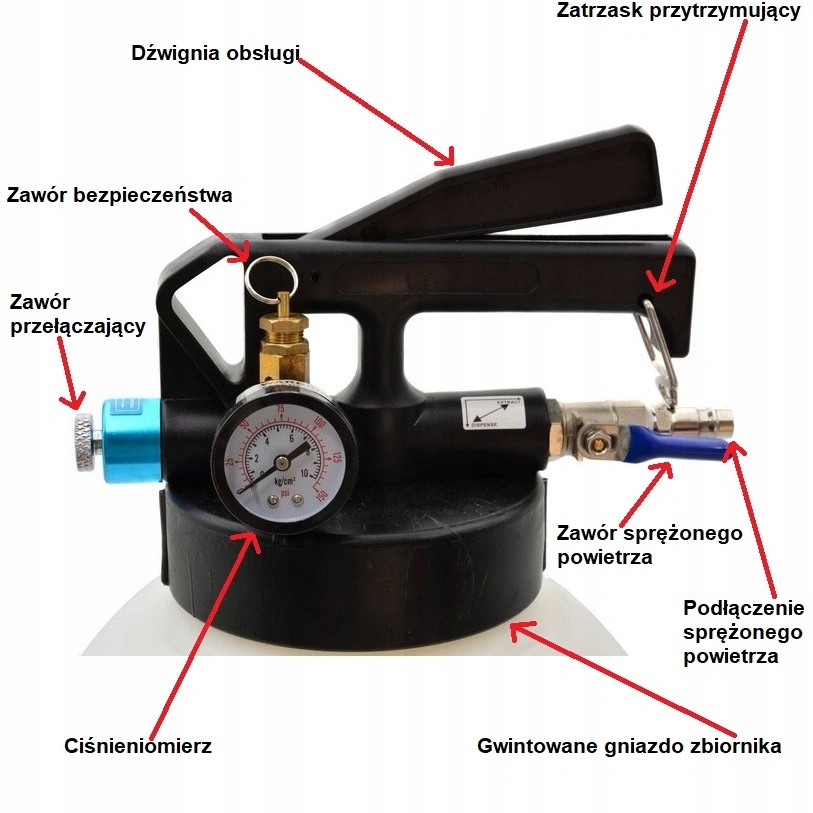 Pneumatinė automatinės pavarų dėžės alyvos pildymo pompa Resser, 10 l su adapteriais ir raktu