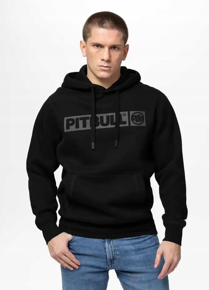 Pánská mikina Mikina s kapucí Pit Bull Hilltop Černá Klokanka M