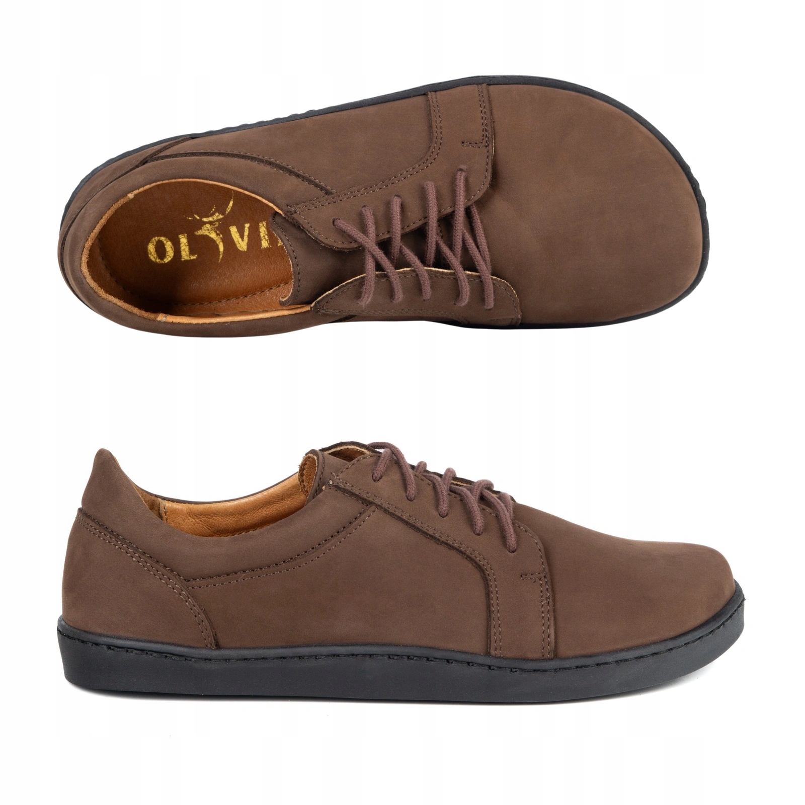 Dámské kožené polobotky barefoot šněrovací hnědé 38