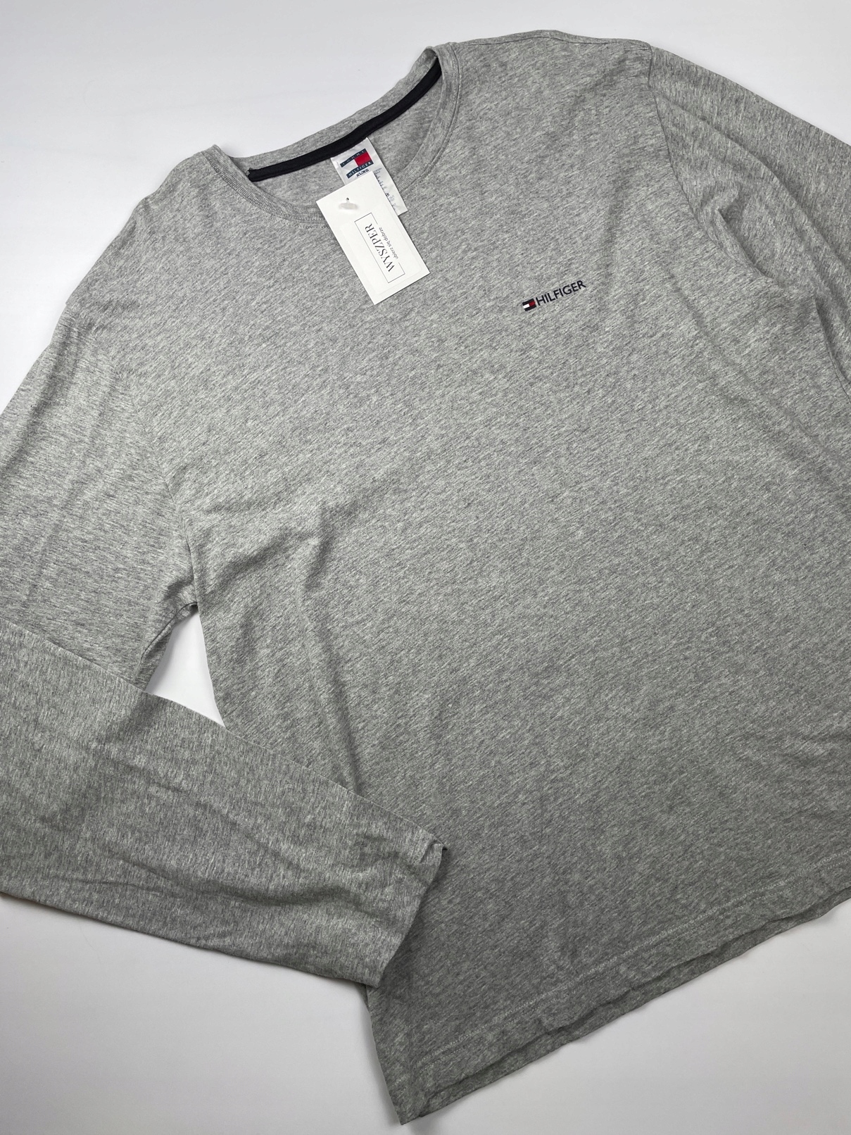 Bluzka męska long sleeve szary melanż Tommy Hilfiger r. XL Dekolt okrągły