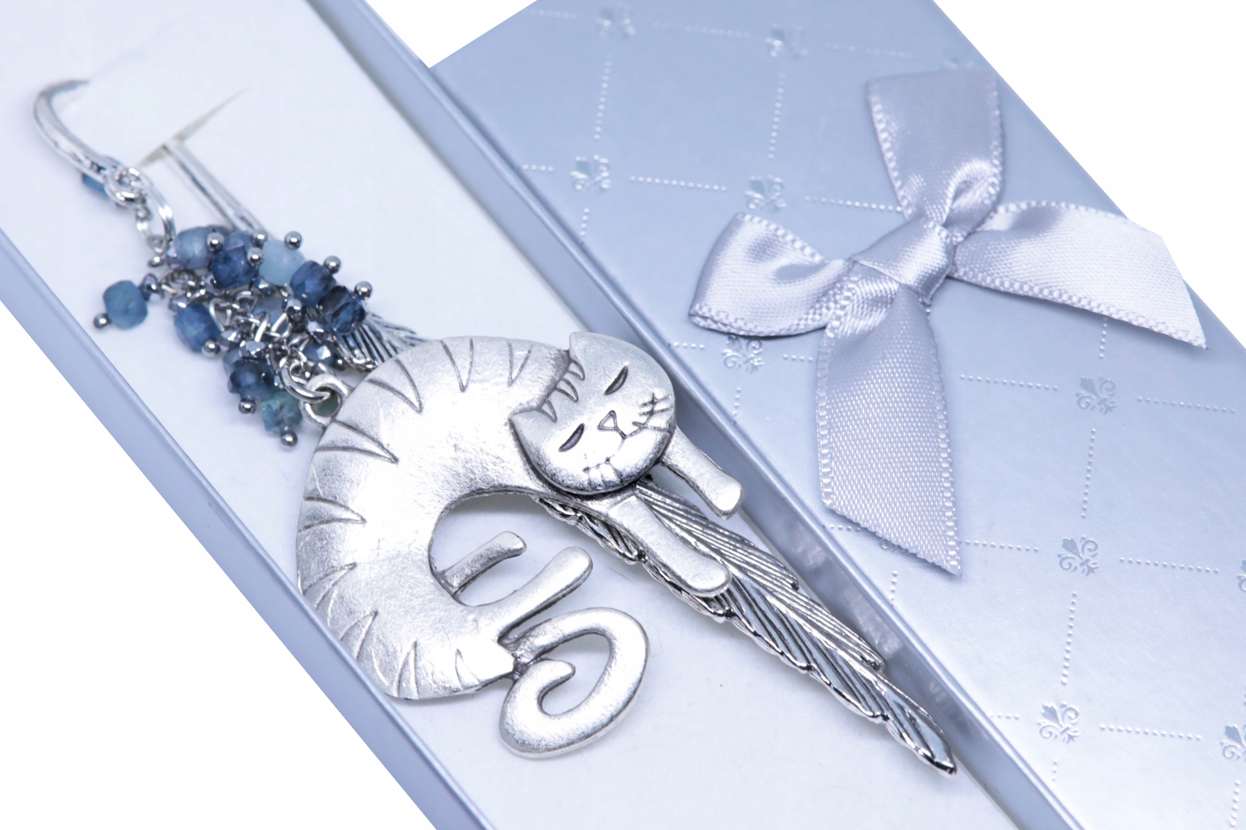 výjimečná Záložka Do Knihy Premium kočka akvamarín kameny