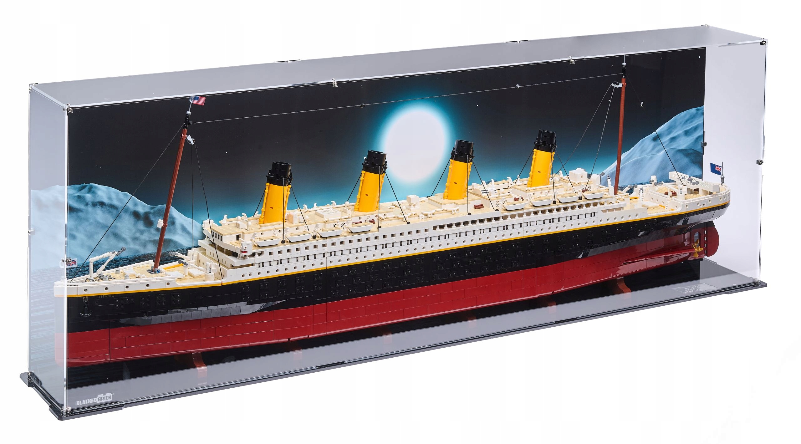 Vitrína L s pozadím Blacked Brick pre Lego 10294 Creator Expert Titanic