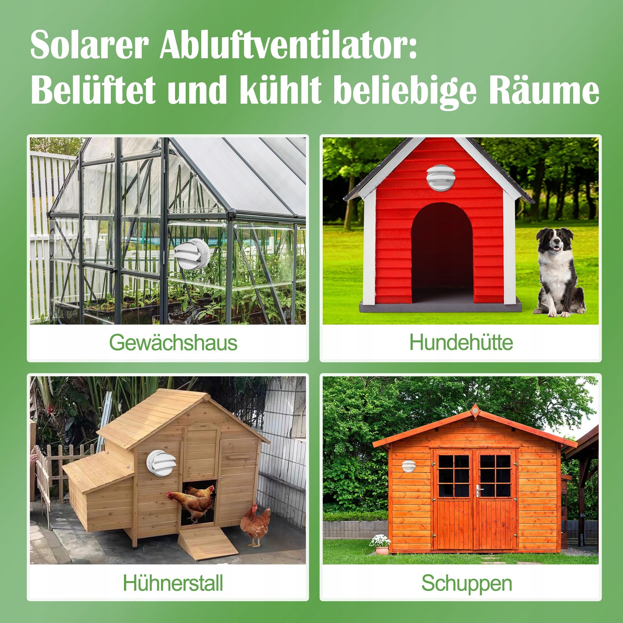 ECOCALM Solarny Wentylator Zewnętrzny 100mm z Powerbankiem Solarnym 12V — miniatura 6