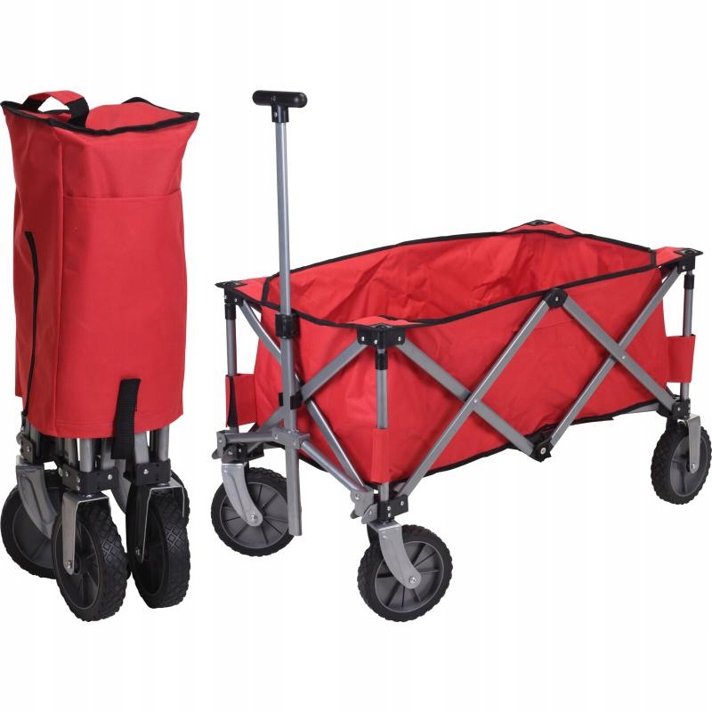 Skladací plážový kočík 75 cm, červený