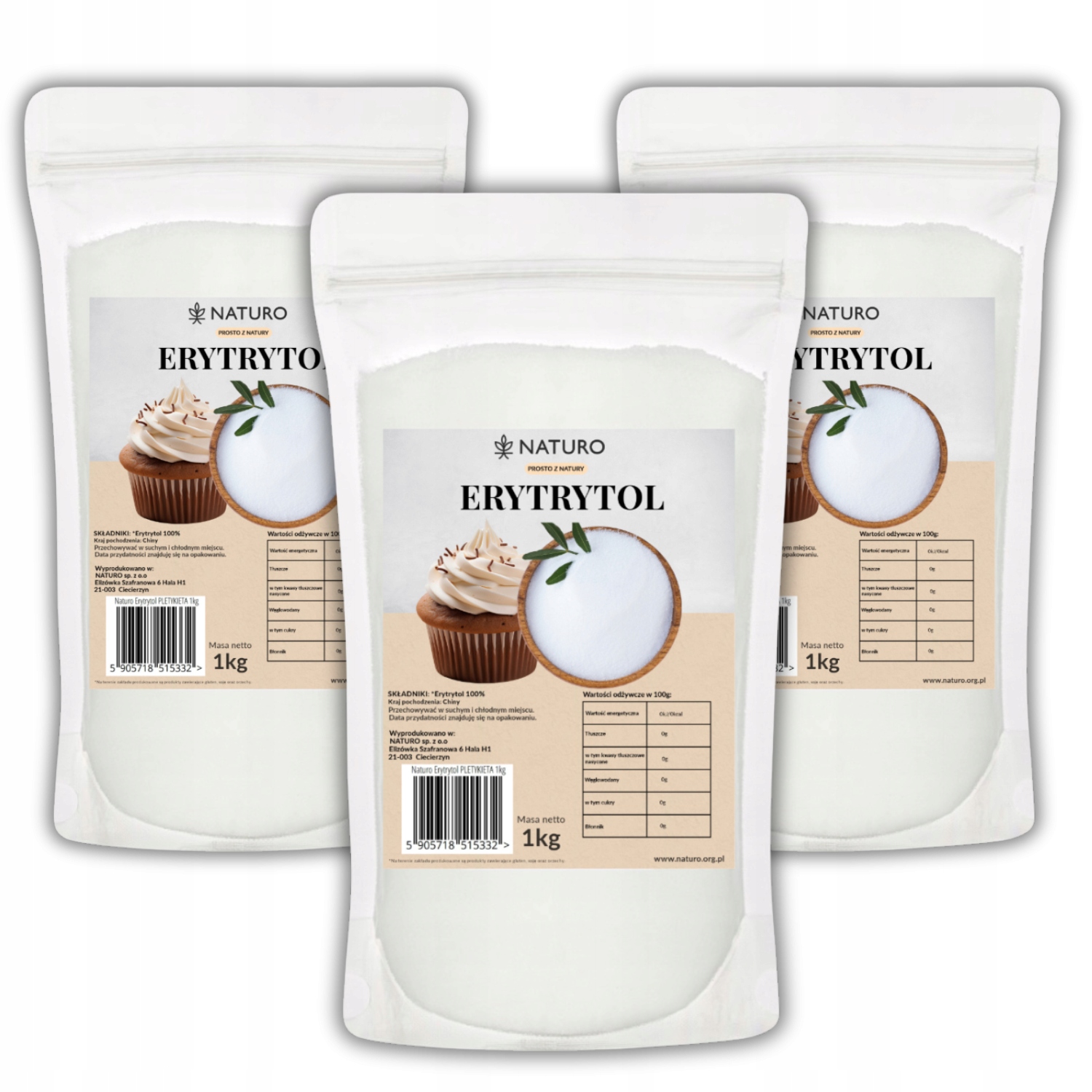 Erythritol 3 kg Sladidlo bez kalorií Fit Zdravá náhrada cukru Dieta Naturo