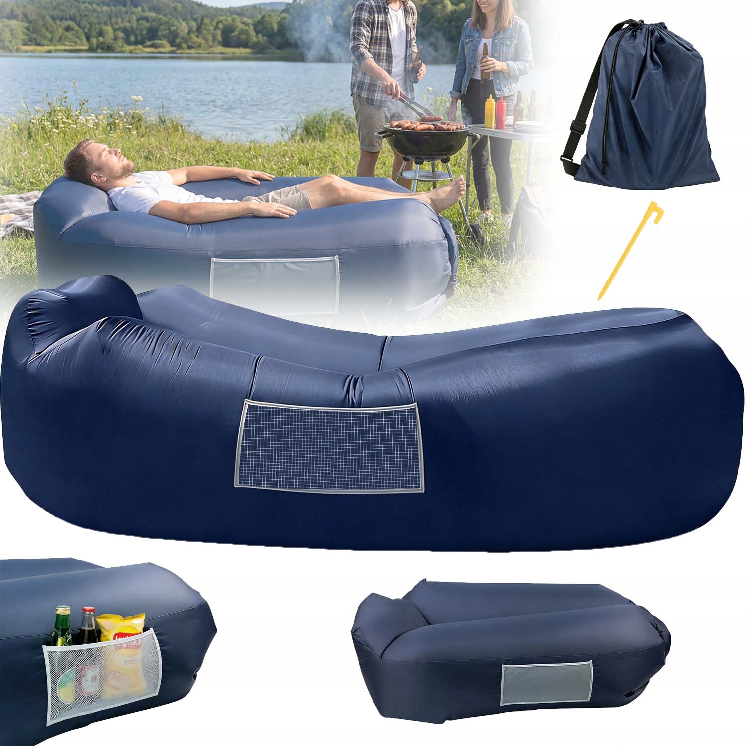 Nafukovací Lazy Bag Lehátko Air Sofa Na Pláž Kemping Křeslo S Přenosnou Taškou