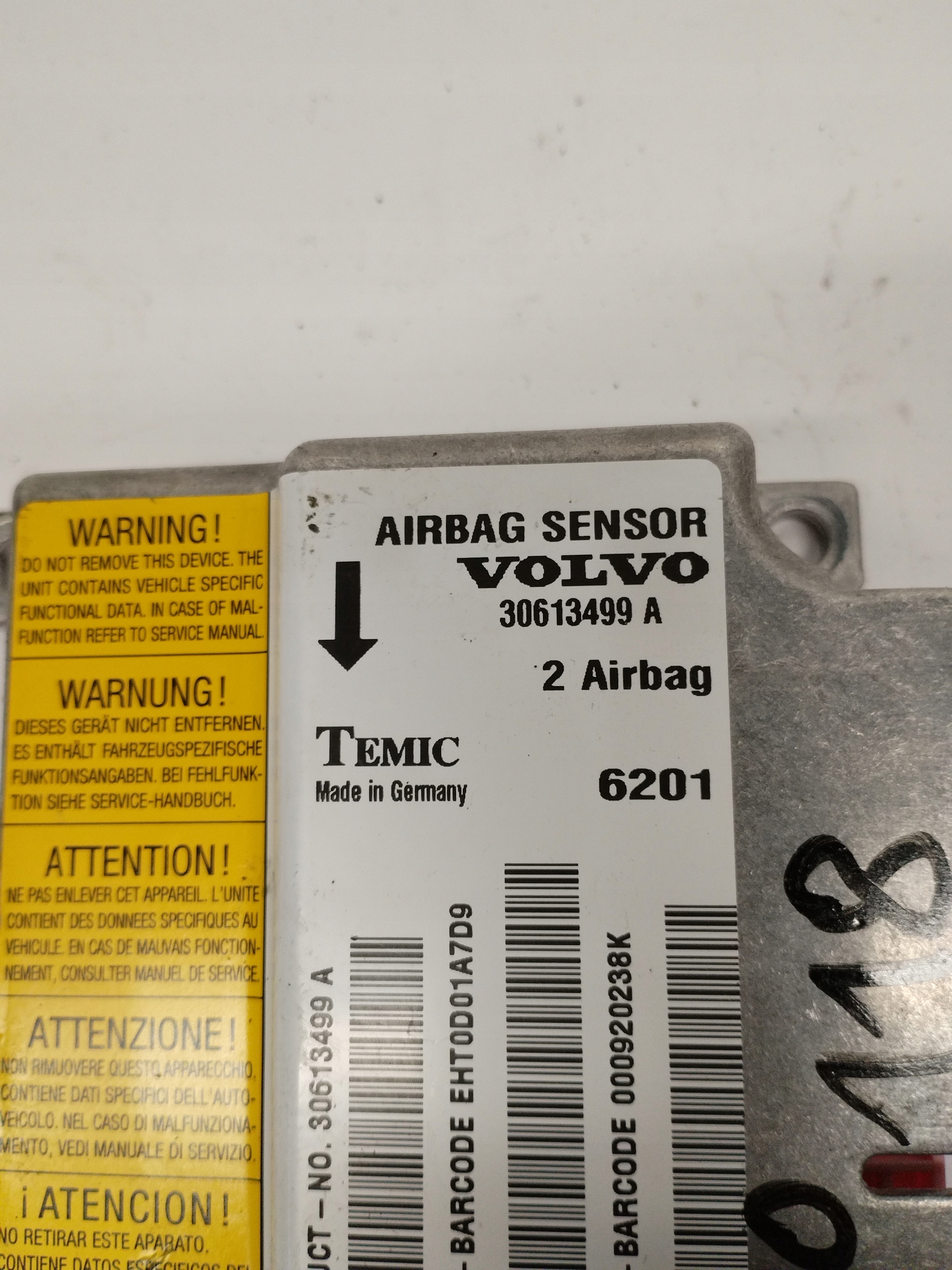 modul Bedienteil sensor AirBag Volvo V40 30613499A