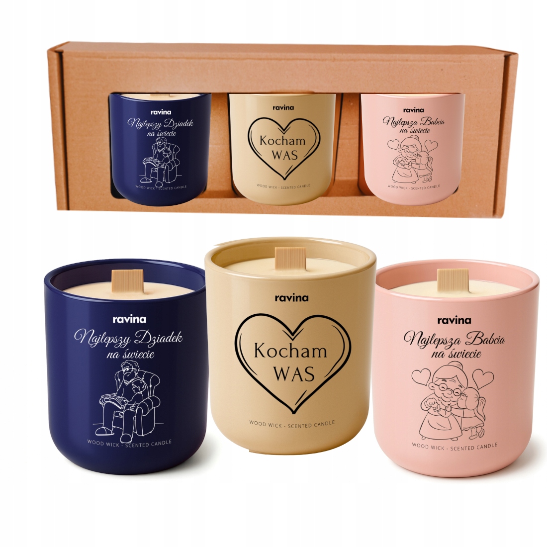 3 x svíčka Den Prarodičů svíčky dědečků Set Krabičky Na Dárek